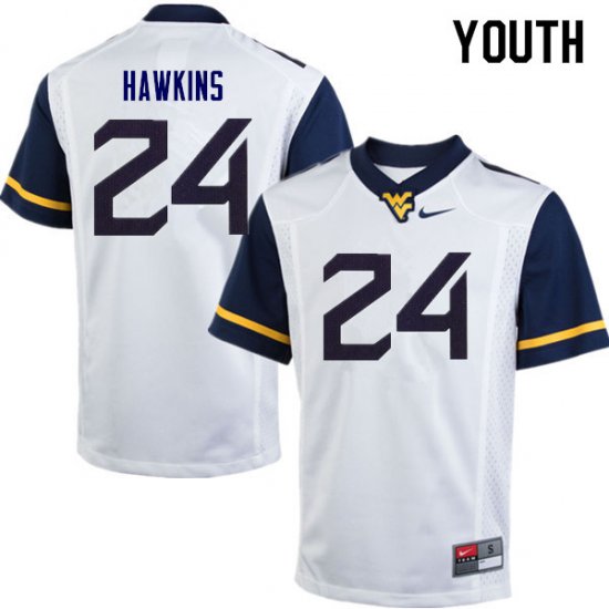 Youth West Virginia Mountaineers NCAA #24 Roman Hawkins White Authentic Nike Stitched College Football Jersey NR15L71GM